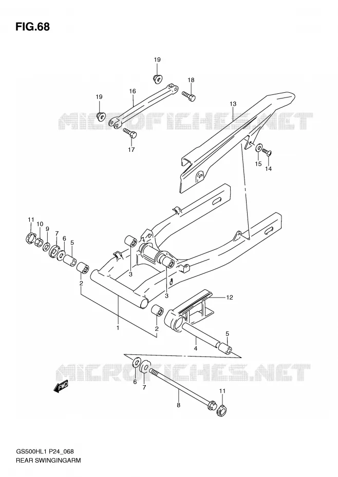 BRAS OSCILLANT ARRIERE Suzuki MOTO 500 GS-E 2011  GS500HL1(L1)