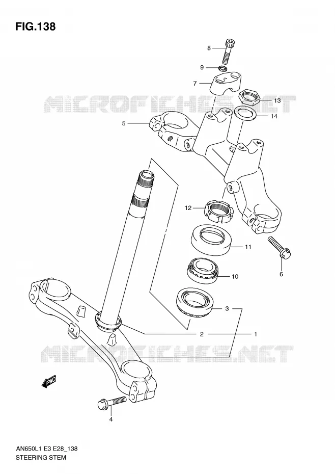 COLONNE DE DIRECTION Suzuki SCOOTER 650 BURGMAN 2011  AN650L1(E3/E28)