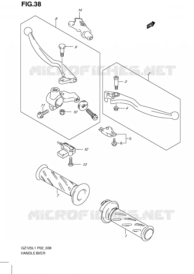 ENSEMBLE LEVIERS - POIGNEES Suzuki MOTO 125 MARAUDER 2011  GZ125L1(P02)