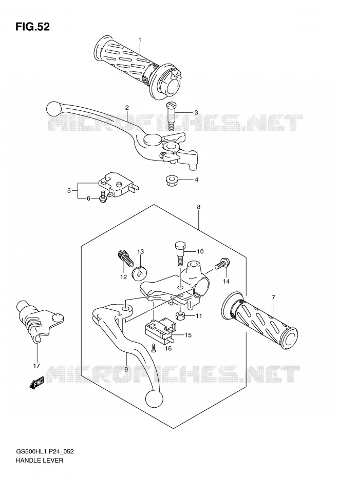 ENSEMBLE LEVIERS - POIGNEES Suzuki MOTO 500 GS-E 2011  GS500HL1(L1)