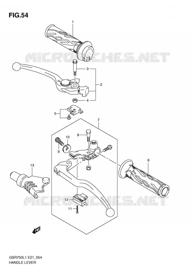 ENSEMBLE LEVIERS - POIGNEES Suzuki MOTO 750 GSR 2011  GSR750L1(E21)