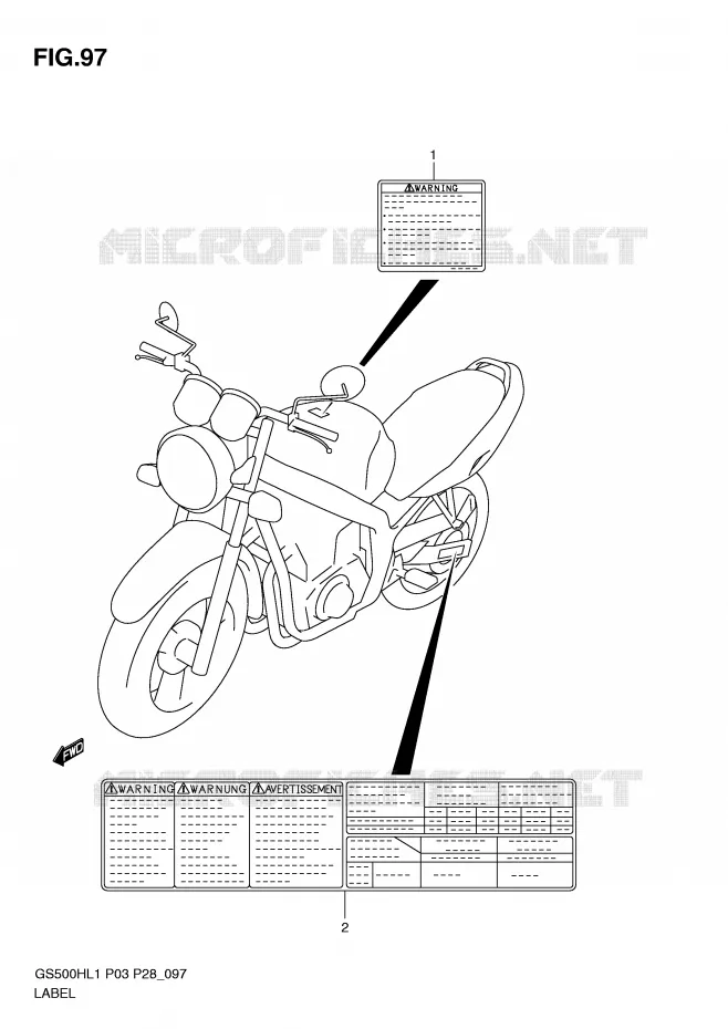 ETIQUETTE (GS500H P28) Suzuki MOTO 500 GS-F 2011  GS500FHL1(P3)