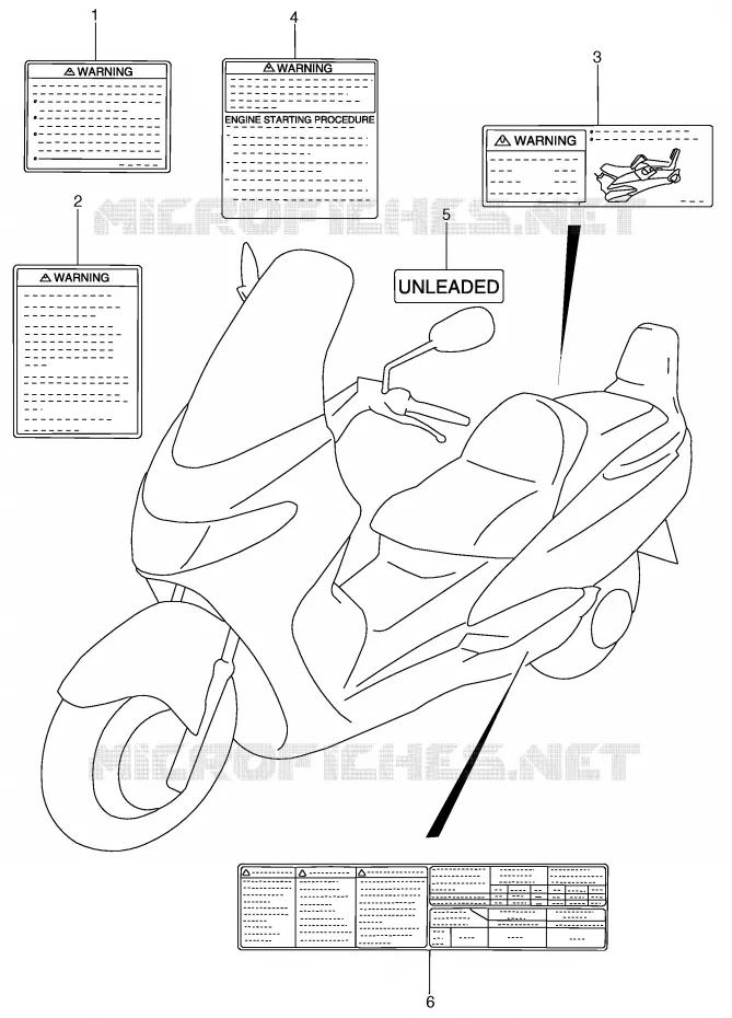 ETIQUETTE (MODELE X) Suzuki SCOOTER 400 BURGMAN 2000  AN400Y(E2)