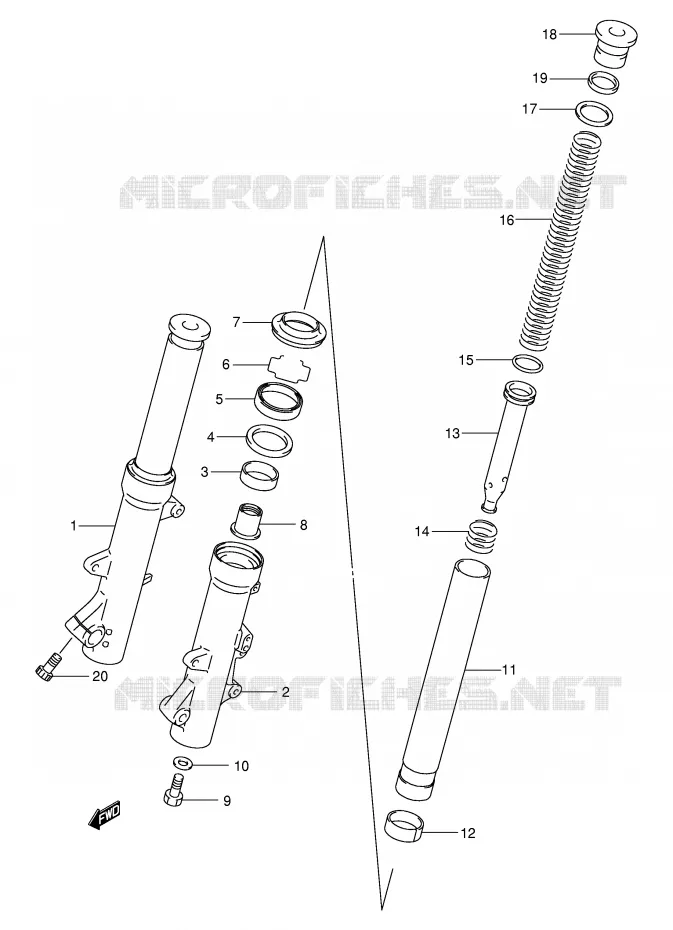 FOURCHE (MODELE K1/K2) Suzuki SCOOTER 250 BURGMAN 1998  AN250W(E2)