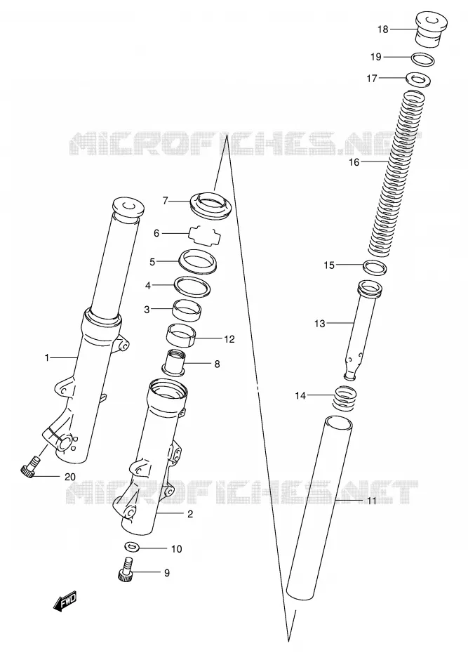 FOURCHE (MODELE K1/K2) Suzuki SCOOTER 400 BURGMAN 2002  AN400K2(E2)