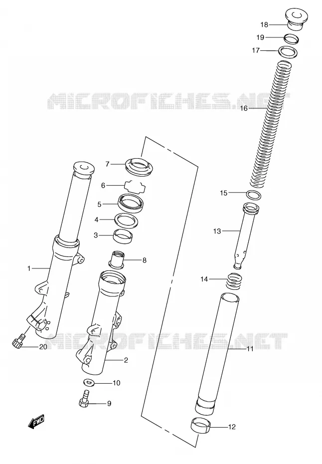 FOURCHE (MODELE Y) Suzuki SCOOTER 250 BURGMAN 2000  AN250RY(E2)