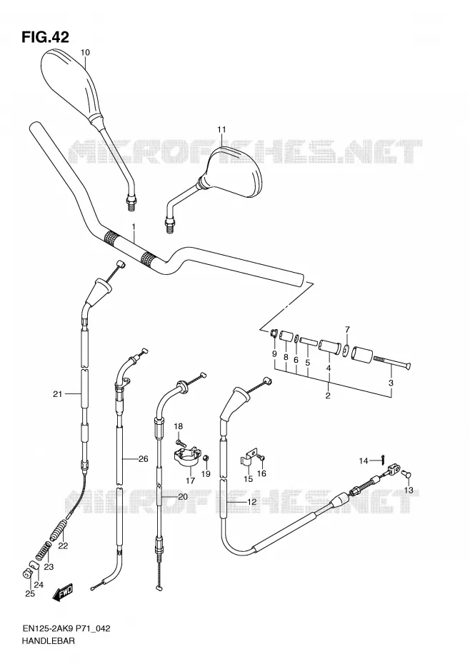 GUIDON (EN125HU/HUZ) Suzuki MOTO 125 EN 2009  EN125-2AK9(P71)