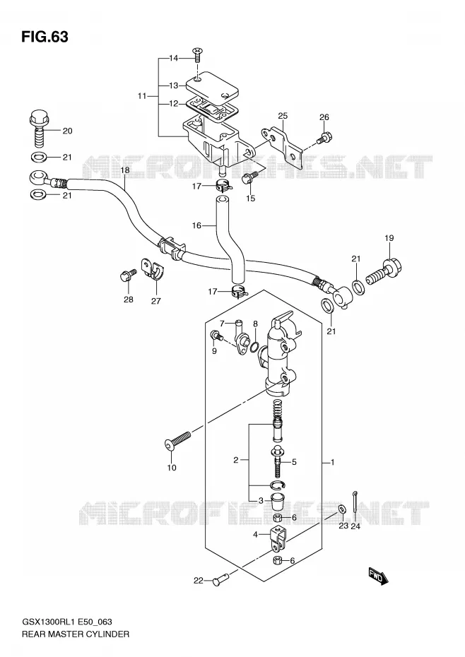 MAITRE CYLINDRE ARRIERE Suzuki MOTO 1300 HAYABUSA 2011  GSX1300RL1(E50)