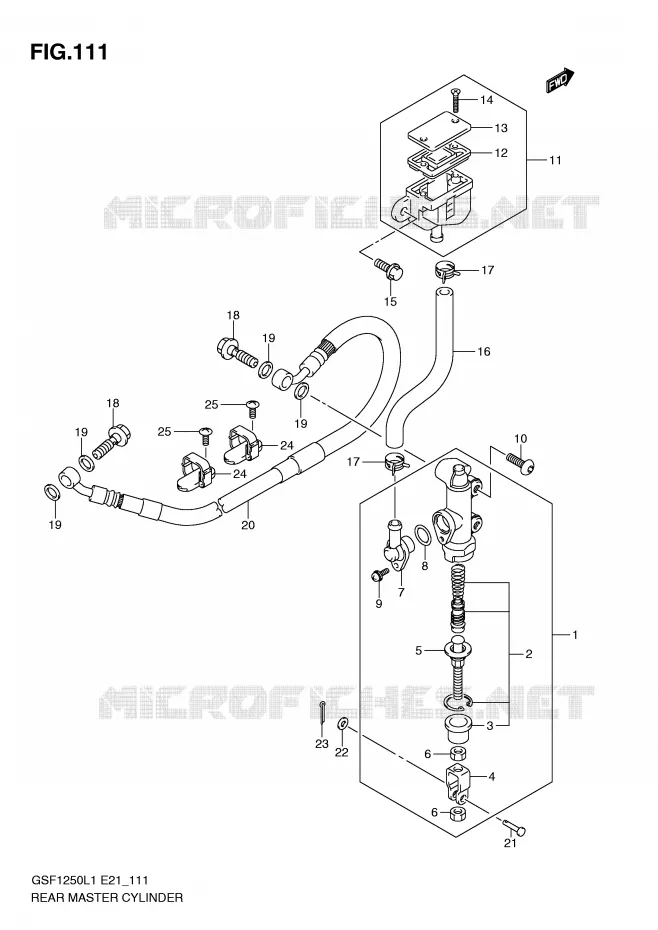 MAITRE CYLINDRE DE FREIN ARRIERE (GSF1250L1 E21) Suzuki MOTO 1250 BANDIT 2011  GSF1250L1(E21)