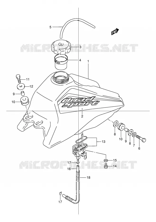 RESERVOIR D'ESSENCE (MODELE K1) Suzuki QUAD 80 QUADSPORT 1996  LT80T(P1)