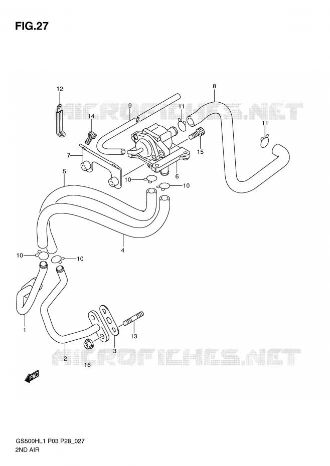 SYSTEME RECYCLAGE GAZ ECHAPPEMENT Suzuki MOTO 500 GS-E 2011  GS500HKL1(P3)