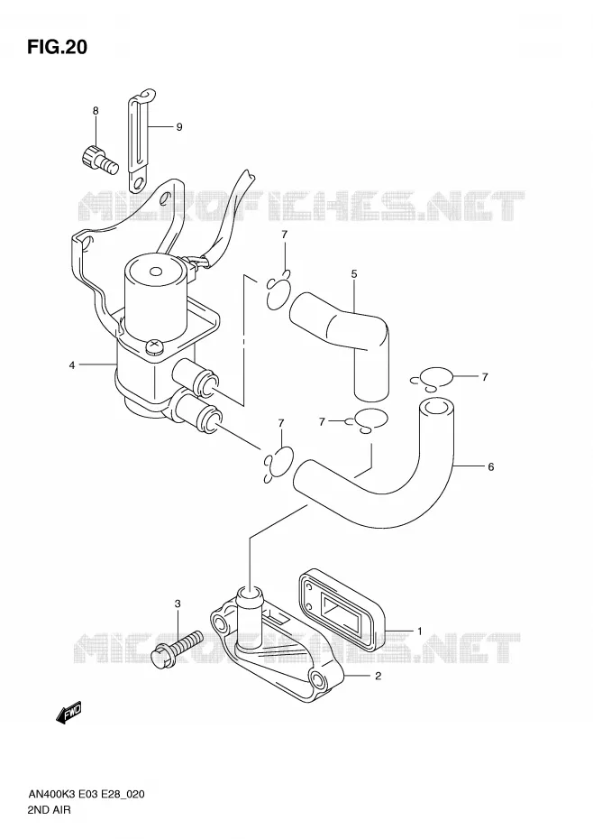SYSTEME RECYCLAGE GAZ ECHAPPEMENT Suzuki SCOOTER 400 BURGMAN 2004  AN400K4(E3/E28)