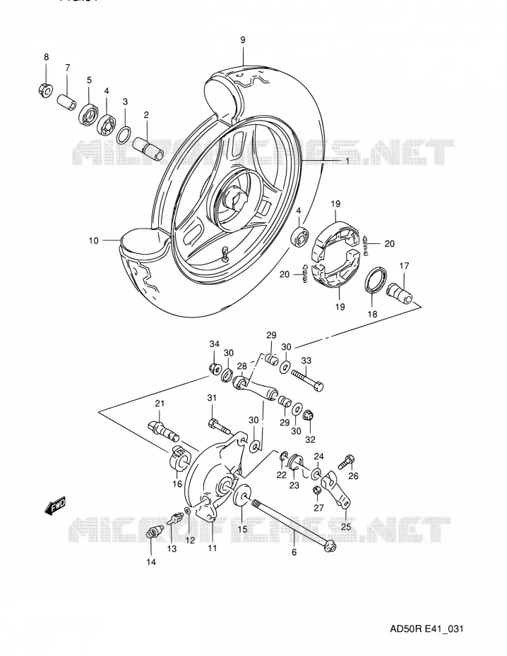 ROUE AVANT (MODELE L/M E41) Suzuki SCOOTER 60 AD 1994  AD60R