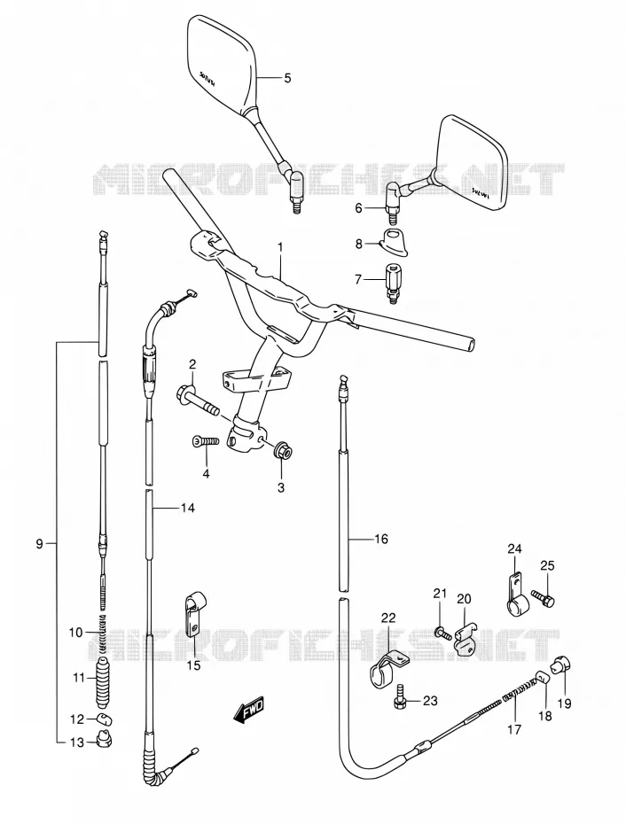 GUIDON (E02,E04,E21,E24) Suzuki SCOOTER 50 AE 1990  AE50 L (E01,E02,E04,E21,E24)