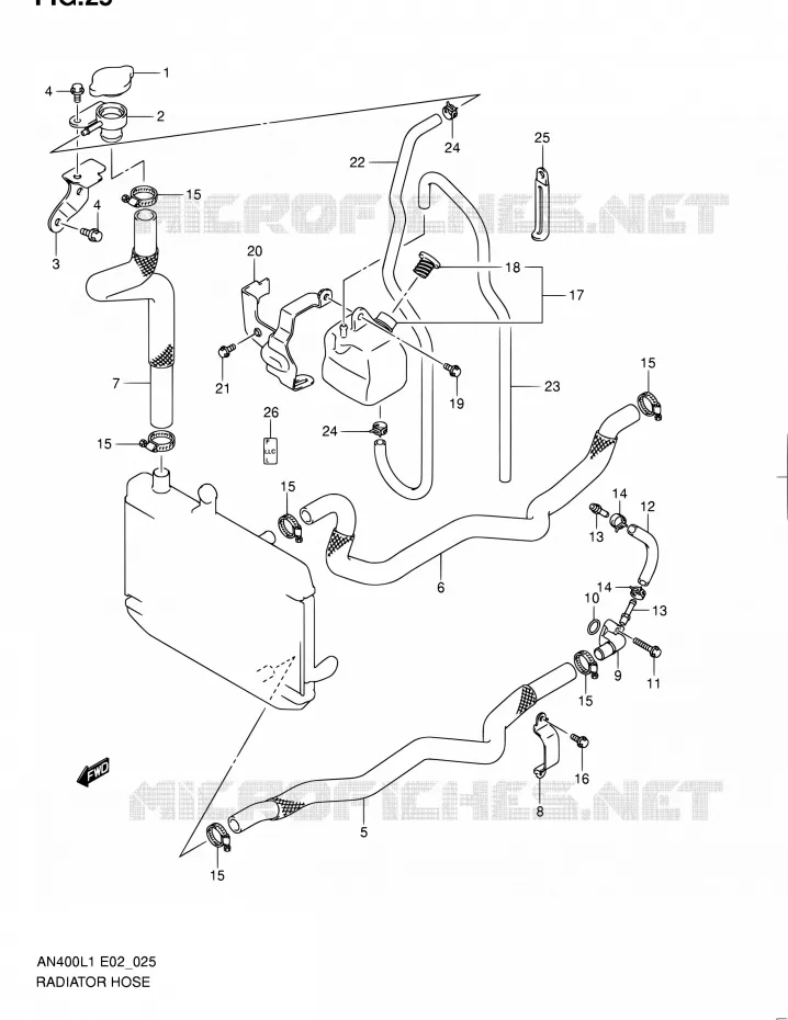 DURITE DE RADIATEUR Suzuki SCOOTER 400 BURGMAN 2011  AN400 L1 (E02,E19)