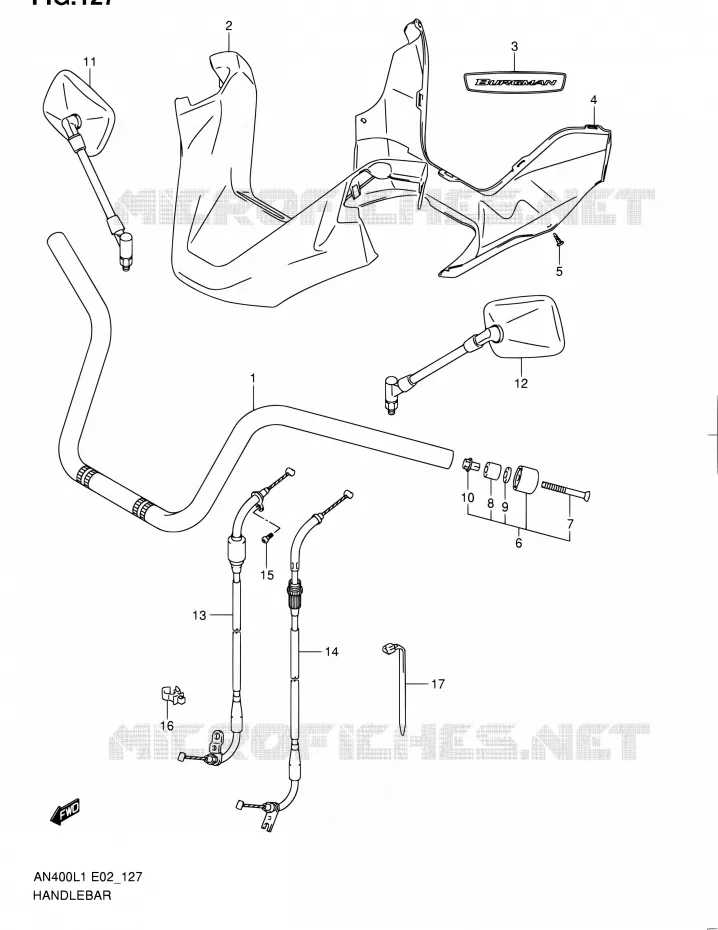 GUIDON (AN400AL1 E24) Suzuki SCOOTER 400 BURGMAN 2011  AN400 L1 (E02,E19)