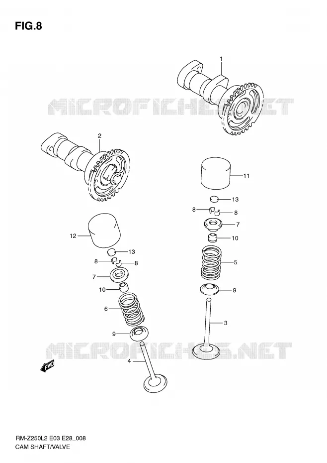 ARBRE A CAMES - SOUPAPES Suzuki MOTO 250 RM-Z 2012  RM-Z250L2(E03)