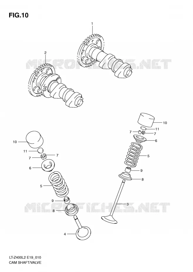 ARBRE A CAMES - SOUPAPES Suzuki QUAD 400 QUADSPORT 2015  LT-Z400ZL2(E19)
