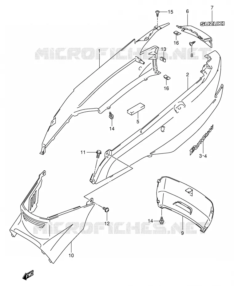 CARENAGES ARRIERE  (MODELE K1) Suzuki SCOOTER 250 BURGMAN 2000  AN250Y(E2)