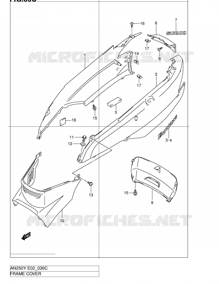 CARENAGES ARRIERE  (MODELE K2) Suzuki SCOOTER 250 BURGMAN 1999  AN250X(E2)