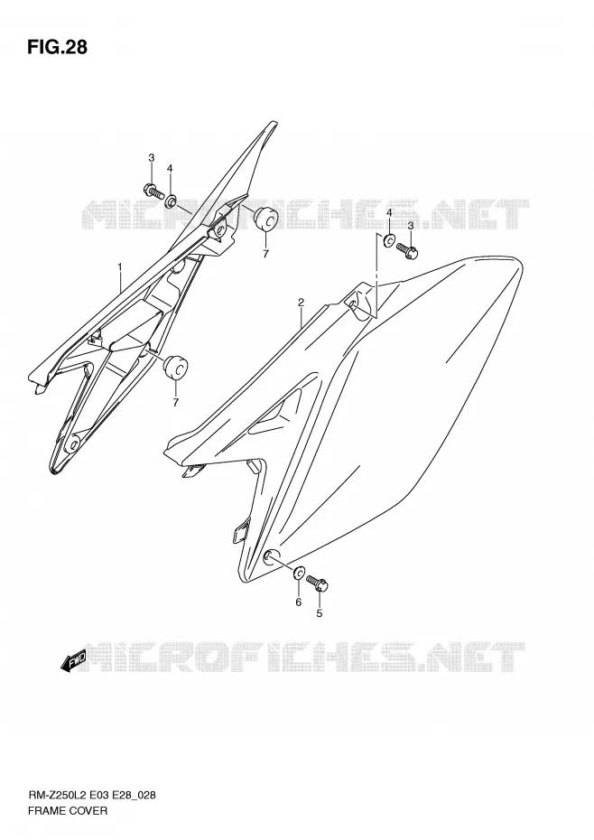CARENAGES ARRIERE Suzuki MOTO 250 RM-Z 2012  RM-Z250L2(E03)