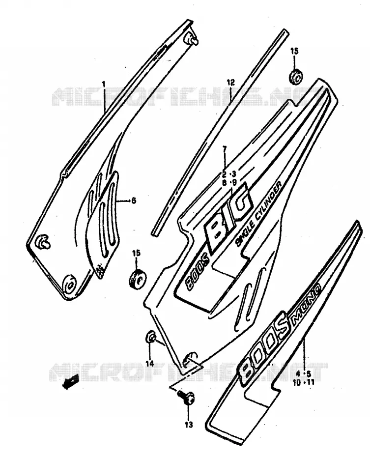 CARENAGES ARRIERE Suzuki MOTO 800 DR 1990  DR800SL(L)