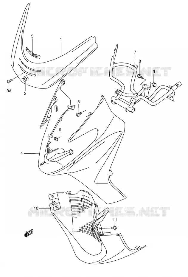 CARENAGES AVANT (MODELE W/X) Suzuki SCOOTER 250 BURGMAN 2000  AN250Y(E2)