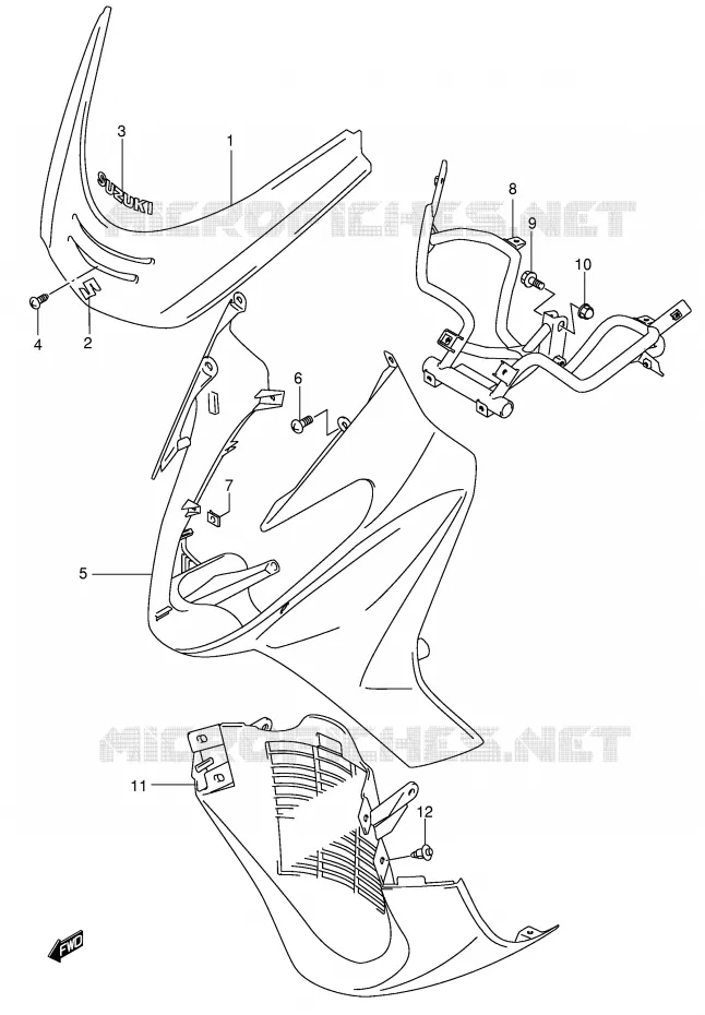 CARENAGES AVANT (MODELE Y) Suzuki SCOOTER 400 BURGMAN 2000  AN400Y(E2)