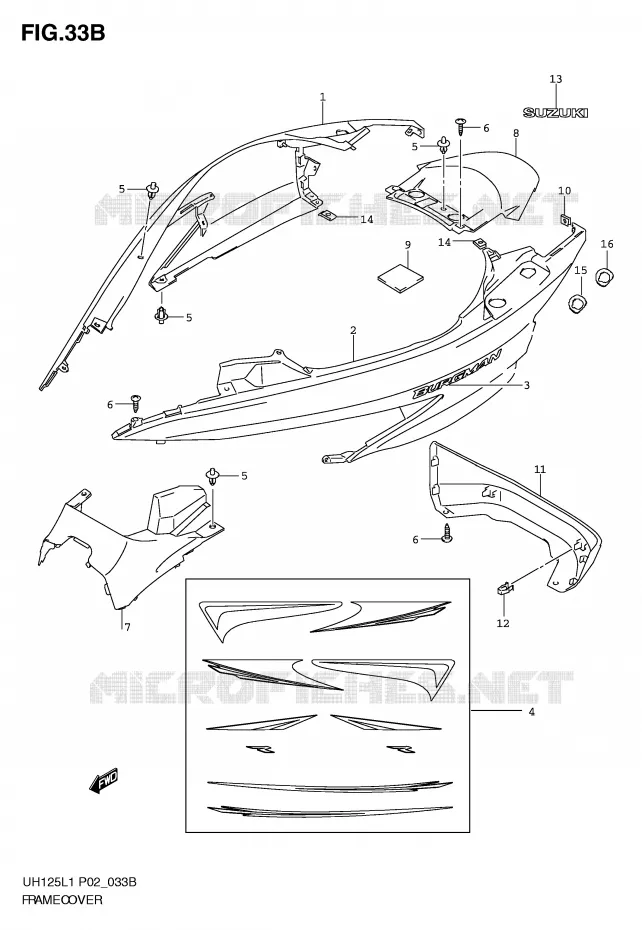 CARENAGES (MODEL RACING P19) Suzuki SCOOTER 125 BURGMAN 2011  UH125L1(P2)