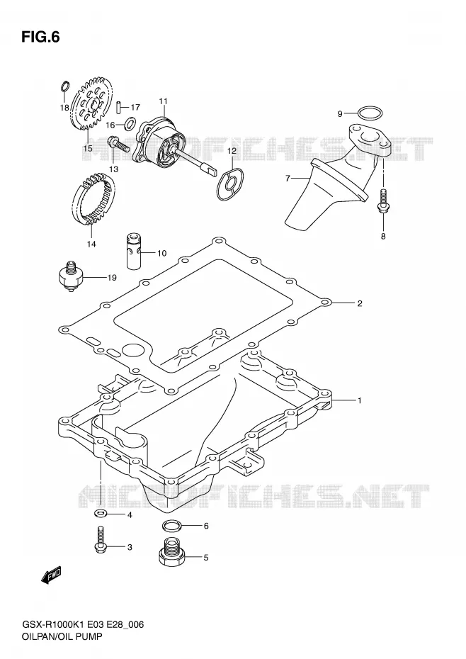 CARTER INFERIEUR - POMPE A HUILE Suzuki MOTO 1000 GSX-R 2002  GSX-R1000 K2 (E03,E28,E33)