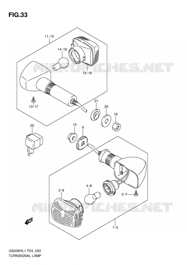 CLIGNOTANTS (GS500FH) Suzuki MOTO 500 GS-E 2011  GS500HL1(L1)