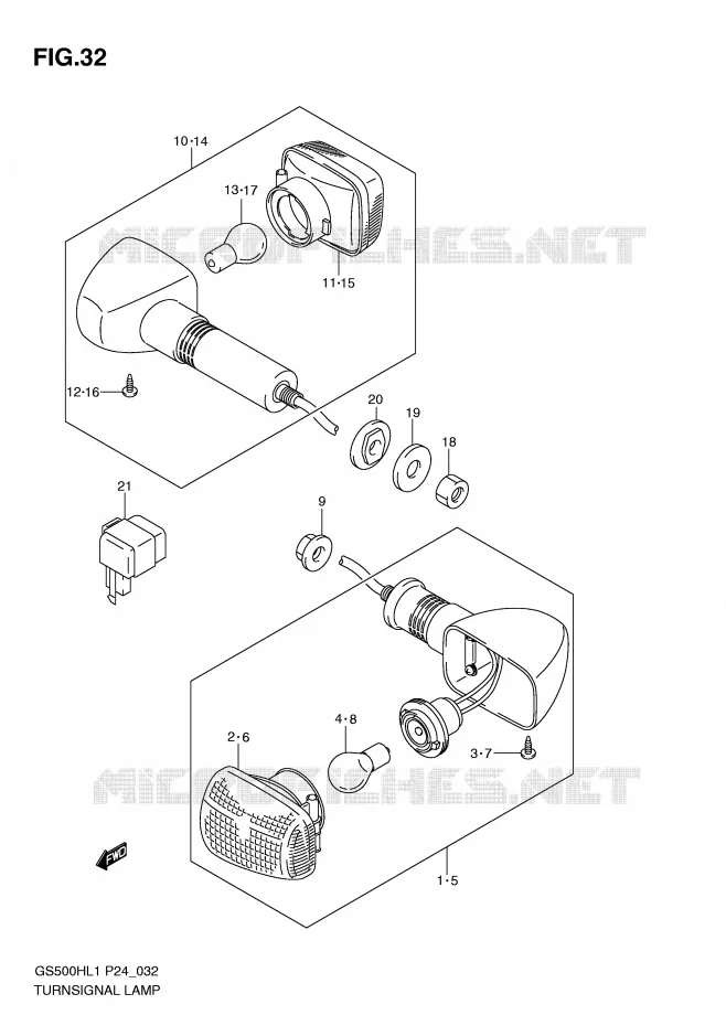 CLIGNOTANTS (GS500H) Suzuki MOTO 500 GS-F 2011  GS500FHL1(L1)