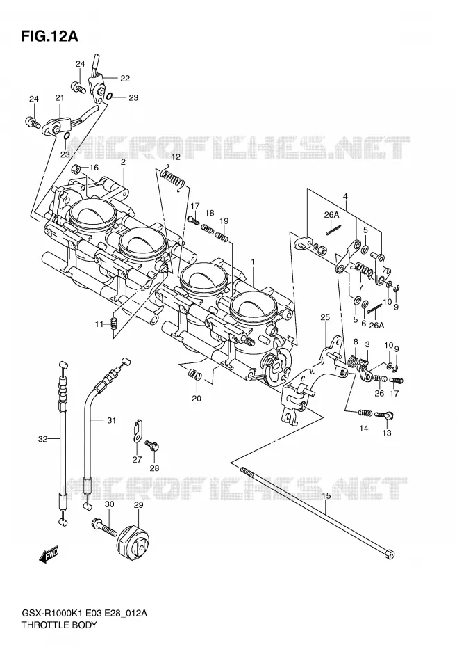 CORPS DE PAPILLON (GSX-R1000K2) Suzuki MOTO 1000 GSX-R 2002  GSX-R1000K2(E3/E28)