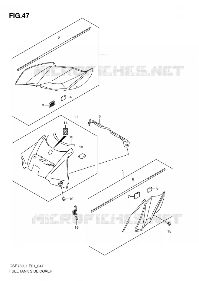 COUVRE RESERVOIR Suzuki MOTO 750 GSR 2012  GSR750L1(E21)
