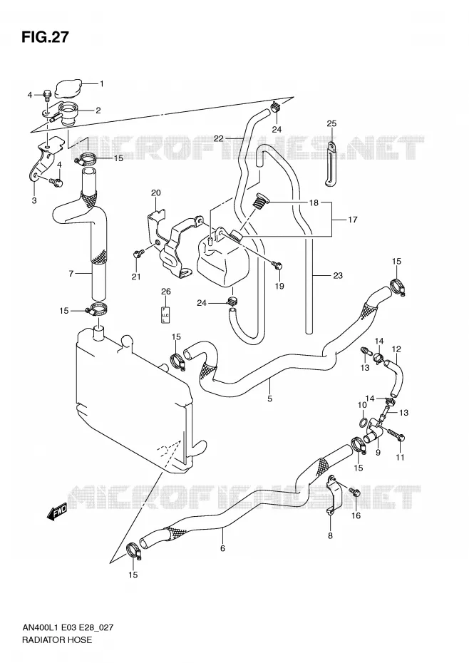 DURITE DE RADIATEUR Suzuki SCOOTER 400 BURGMAN 2011  AN400AL1(E03)