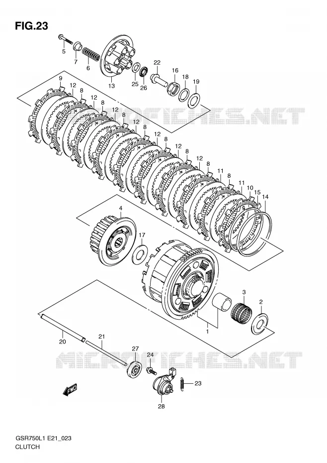 EMBRAYAGE Suzuki MOTO 750 GSR 2011  GSR750L1(E21)