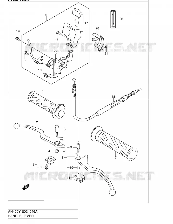 ENSEMBLE LEVIERS - POIGNEES (MODELE K1/K2) Suzuki SCOOTER 400 BURGMAN 2000  AN400RY(E2)