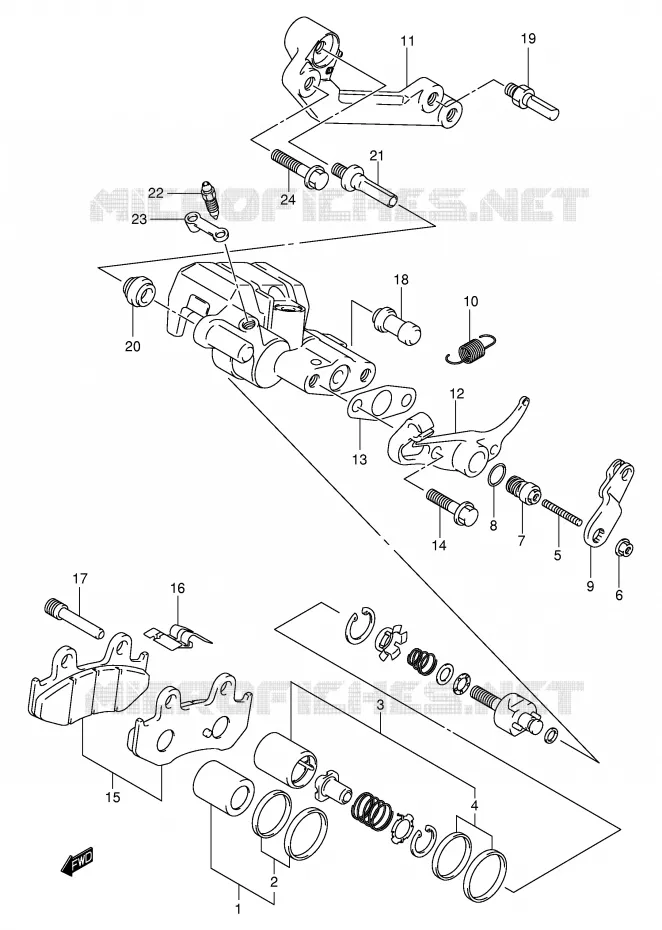 ETRIER DE FREIN ARRIERE (MODELE K1/K2) Suzuki SCOOTER 250 BURGMAN 2000  AN250RY(E2)
