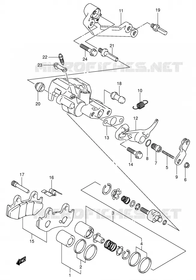 ETRIER DE FREIN ARRIERE (MODELE K1/K2) Suzuki SCOOTER 400 BURGMAN 1999  AN400X(E2)