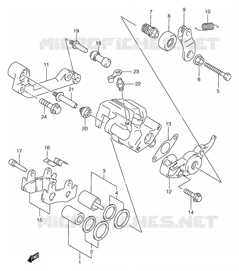 ETRIER DE FREIN ARRIERE (MODELE W/X/Y) Suzuki SCOOTER 250 BURGMAN 2000  AN250RY(E2)