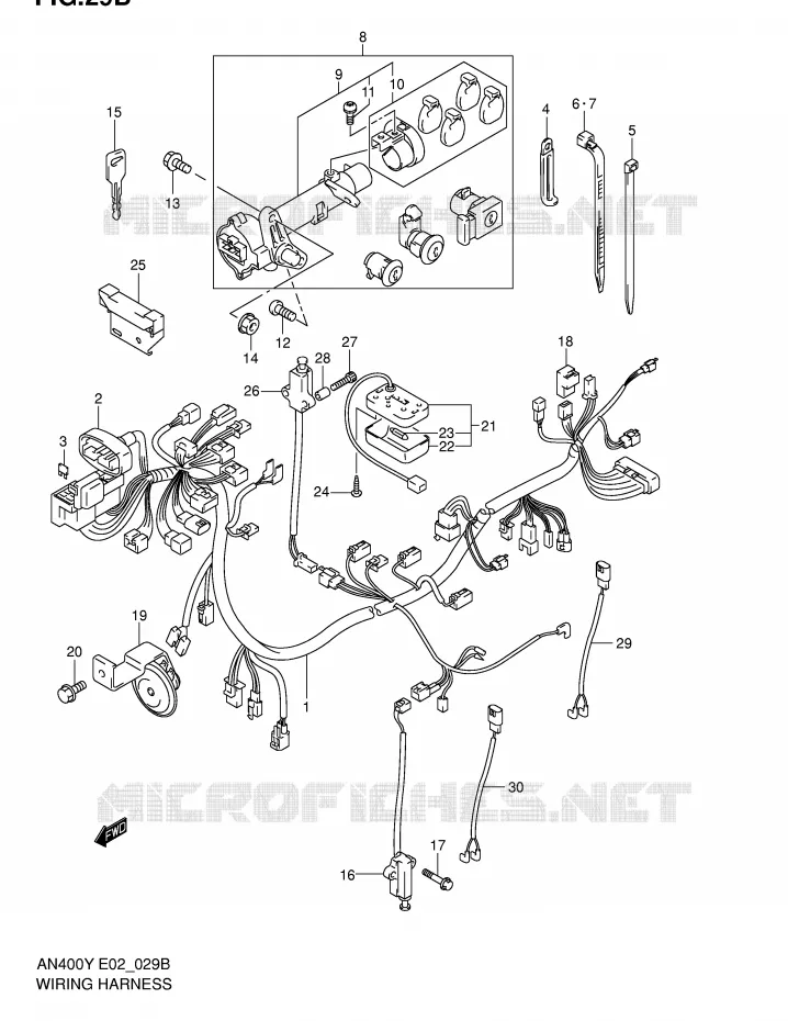 FAISCEAU ELECTRIQUE (MODELE K1/K2) Suzuki SCOOTER 400 BURGMAN 2000  AN400Y(E2)