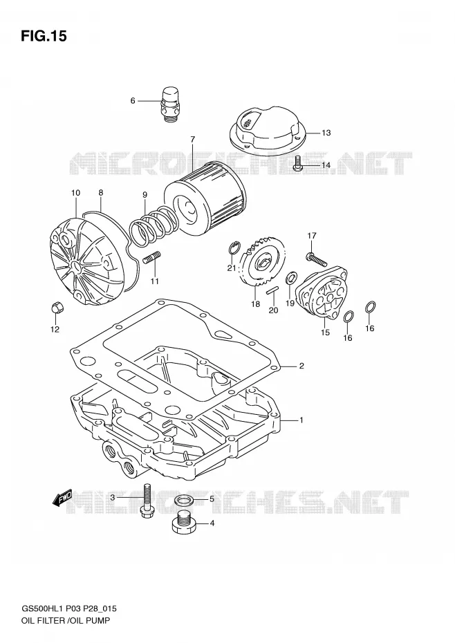 FILTRE A HUILE - POMPE A HUILE (GS500FH P28) Suzuki MOTO 500 GS-F 2011  GS500FHL1(P3)