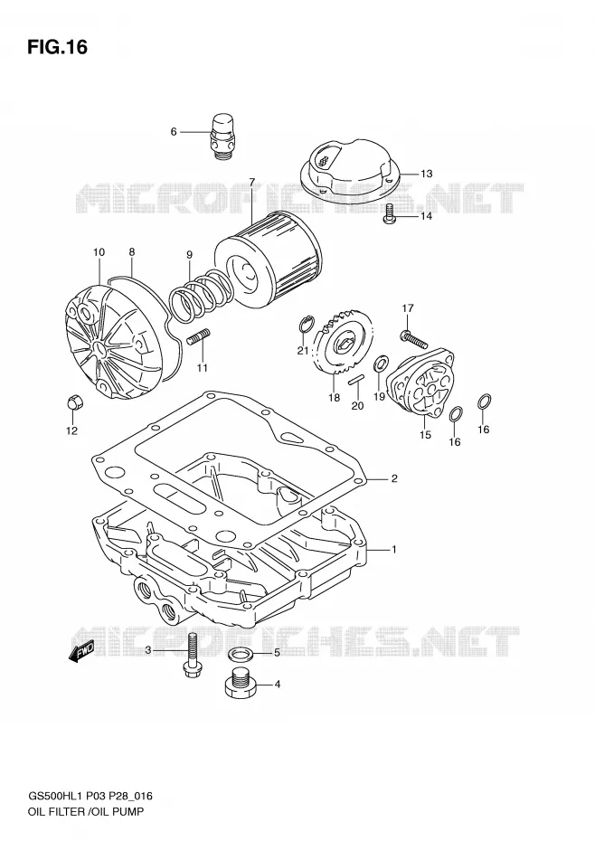 FILTRE A HUILE - POMPE A HUILE (GS500FH P33) Suzuki MOTO 500 GS-F 2011  GS500FHL1(P3)