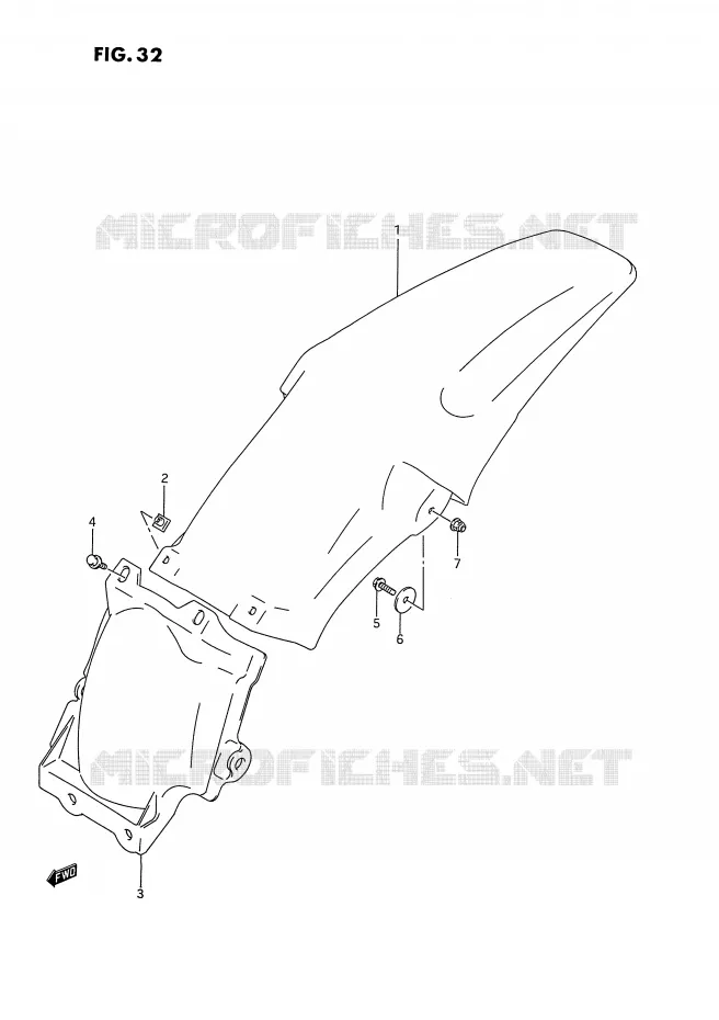 GARDE BOUE ARRIERE Suzuki MOTO 250 RM-250 1995  RM250S(E3)