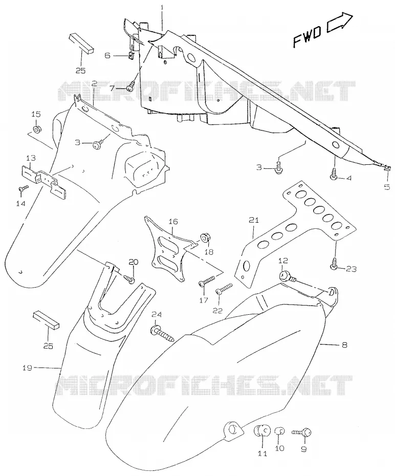 GARDE BOUE ARRIERE Suzuki SCOOTER 50 ZILLION 1999  UX50WX