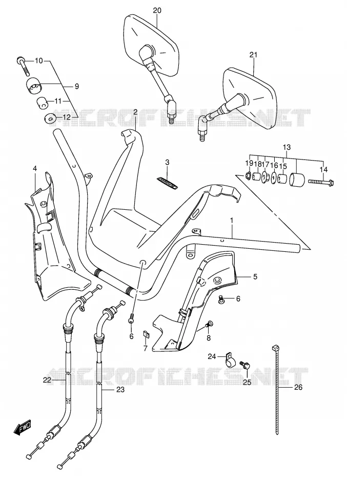 GUIDON (MODELE K1/K2) Suzuki SCOOTER 400 BURGMAN 2000  AN400RY(E2)