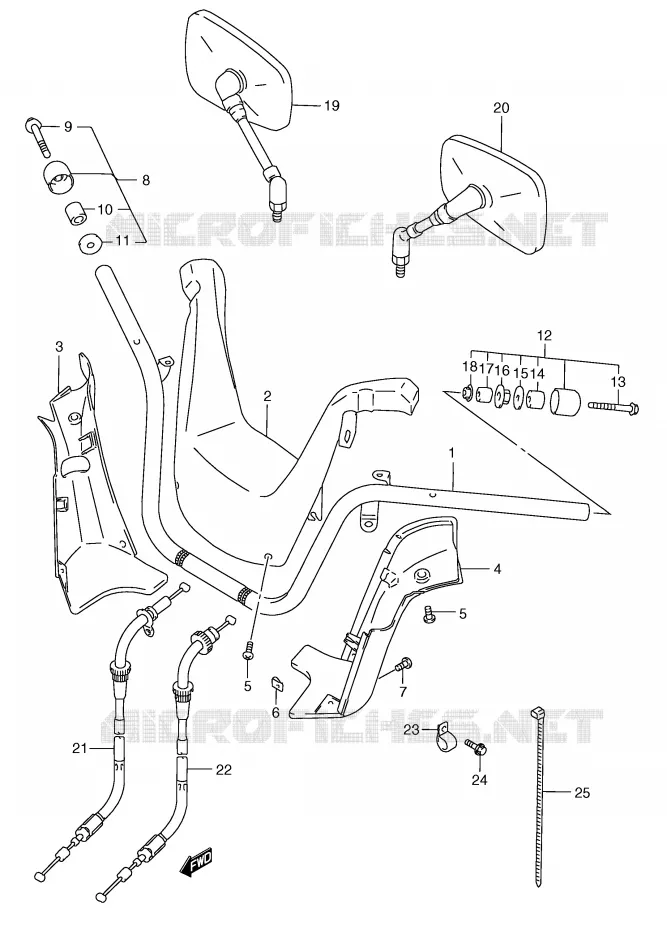 GUIDON (MODELE W/X) Suzuki SCOOTER 250 BURGMAN 2000  AN250RY(E2)