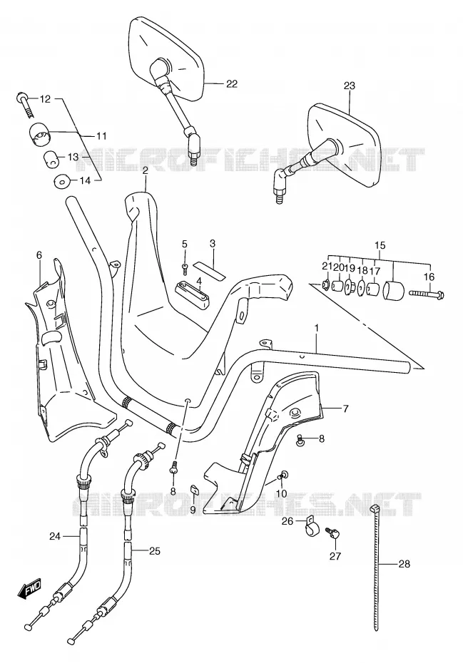 GUIDON (MODELE Y) Suzuki SCOOTER 250 BURGMAN 1999  AN250X(E2)