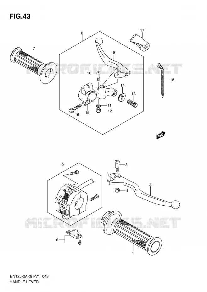LEVIERS - POIGNEES (EN125-2A) Suzuki MOTO 125 EN 2009  EN125HUZK9(P71)