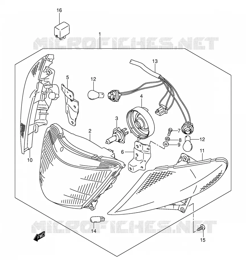 PHARE (MODELE K1/K2 E19,E54,P37) Suzuki SCOOTER 400 BURGMAN 2000  AN400Y(E2)
